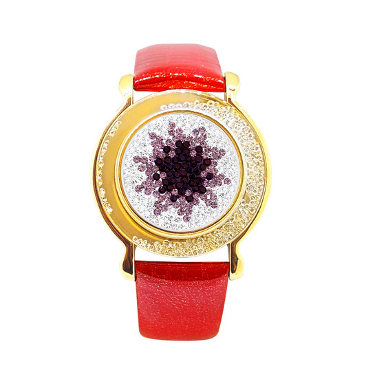 Red Leather Mark Your Spot™ Bracelet w/ "Purple Haze" Micro Pave Crystal Ball Marker