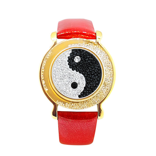 Red Leather Mark Your Spot™ Bracelet w/ "Yin to My Yang" Micro Pave Crystal Ball Marker