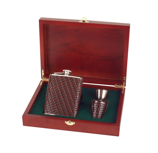 Leather Encased Flask Set