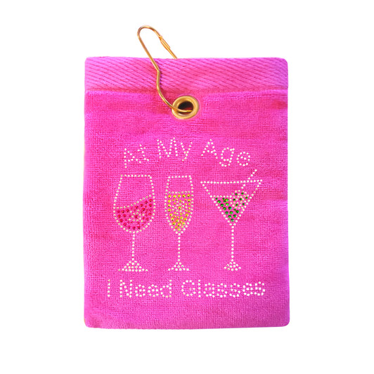 Golf Towel - At My Age I Need Glasses Crystal Terry Cloth Velour Golf Towel