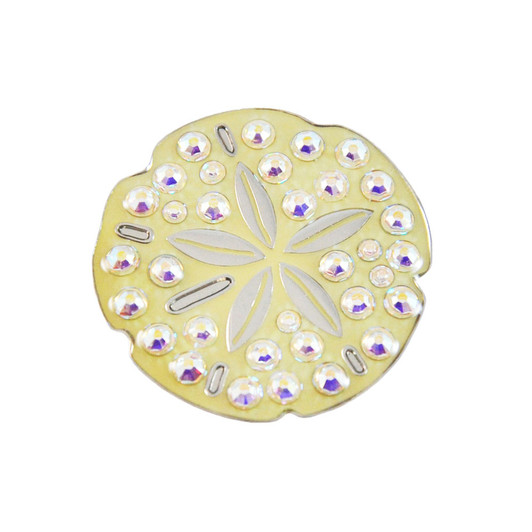 Beach Sand Dollar Golf Ball Marker with Swarovski Crystals by Navika
