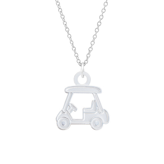Golf Cart Charm Necklace in Silver