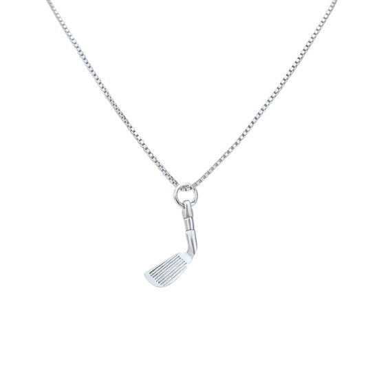 Box Chain Sterling Silver Necklace with Golf Putter Charm