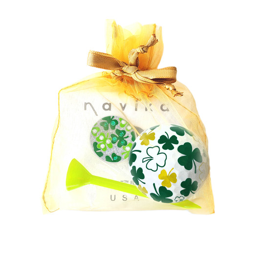 Gift Set - Lucky Clovers Golf Ball & Shamrock Swarovski Crystal Ball Marker Gift Set