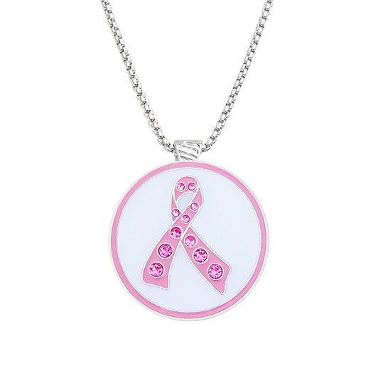 Pink Ribbon Glitzy Ball Marker with Crystals - Serenity Magnetic Necklace
