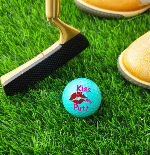 Golf Balls - Kiss My Putt on Teal Golf Balls (Sleeve of 3)