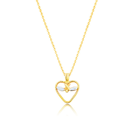 Two Toned Heart with Crossed Golf Clubs Necklace