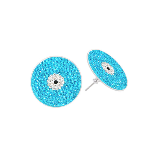 Evil Eye Magnetic Ball Marker Earrings with Micro Pave Crystals