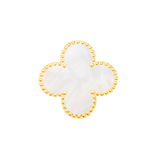 Flora Clover Ball Marker with Gold Hand Crafted Textured Edge - Mother of Pearl Flora Clover Ball Marker with Gold Hand Crafted Textured Edge - Mother of Pearl