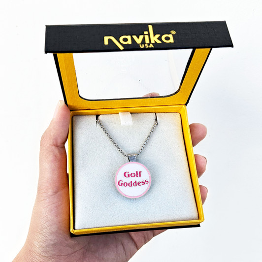 Pink Golf Goddess Ball Marker on Serenity Magnetic Necklace
