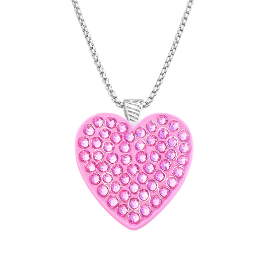 Pink Heart Swarovski Crystal Ball Marker on Serenity Magnetic Necklace