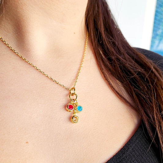 Birthstone Charm Necklace in Gold - Build Your Own