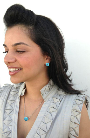 Turquoise Crystal Golf Ball Necklace