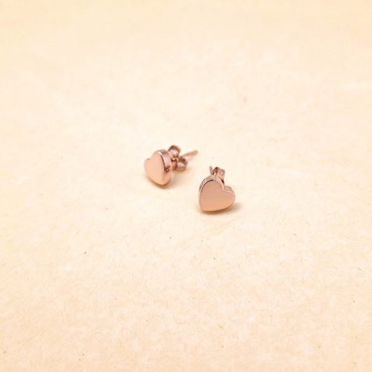 Heart Shaped Earrings in Rose Gold or Silver