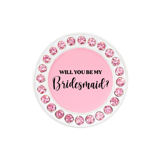 Wedding Gift "Will You Be My Bridesmaid?" Ball Marker adorned with Crystals from Swarovski®- with Hat Clip and Organza Pouch | Choose Your Colors