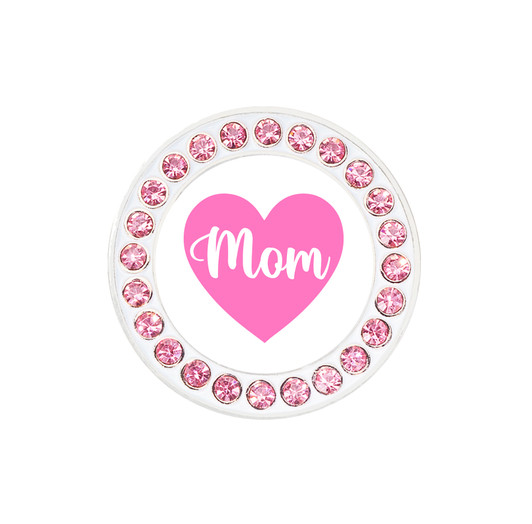 Love Mom Heart Ball Marker adorned with Crystals from Swarovski®- with Hat Clip | Choose your Color