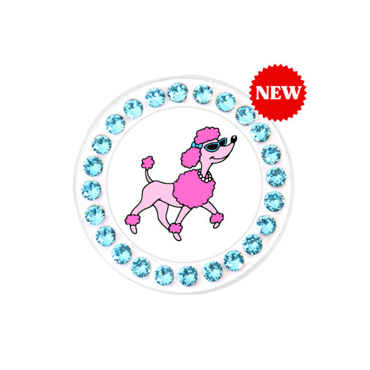 Cutesy Poodle Ball Marker adorned with Crystals from Swarovski®- with Hat Clip