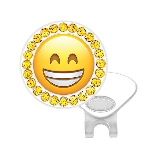 Happy Emoji Glitzy Ball Marker with Hat Clip