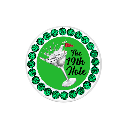 19th Hole Ball Marker with Glitter Dots | Hat Clip Included | Choose your Color