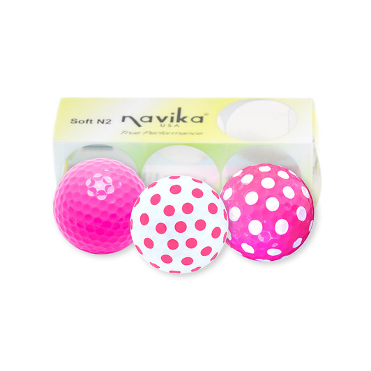 Golf Balls - Pink Mania Golf Ball Set Featuring Neon Pink, Polka Dot White/Pink & Polka Dot Pink/White Golf Balls  (Sleeve of 3)