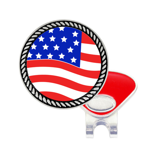 Divot Tool Set Featuring USA Flag Ball Marker With Hat Clip & Eagle Divot Tool Design