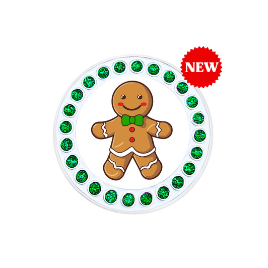 Gingerbread Man Ball Marker With Glitter Dots & Hat Clip - Choose Your Color