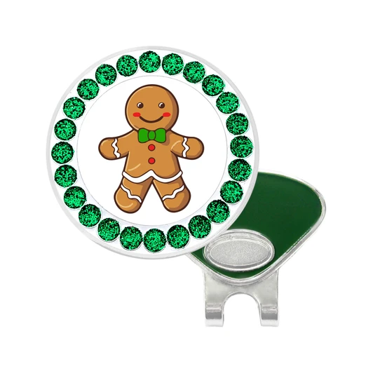 Gingerbread Man Ball Marker With Glitter Dots & Hat Clip - Choose Your Color