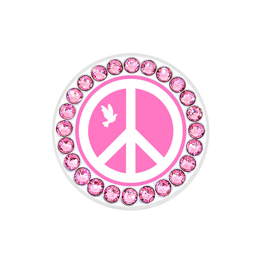 Peace Sign Pink Ball Marker with Swarovski Crystals