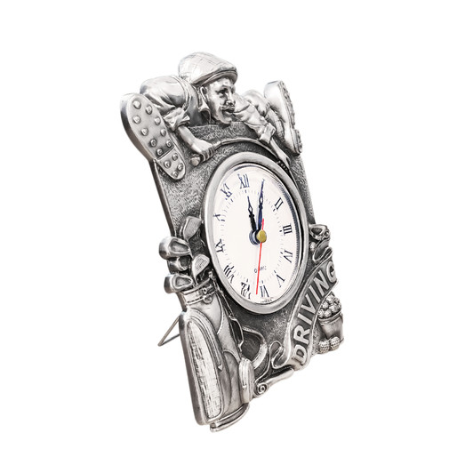 Pewter Golf Clock With Golfer Design