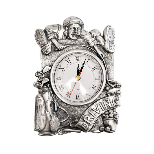 Pewter Golf Clock With Golfer Design