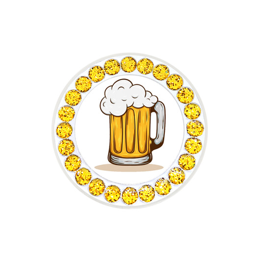 Round Beer Mug Ball Marker With Gold Glitter Dots