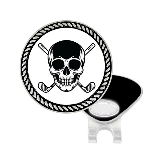 Skull With Crossed Clubs Ball Marker with Hat Clip