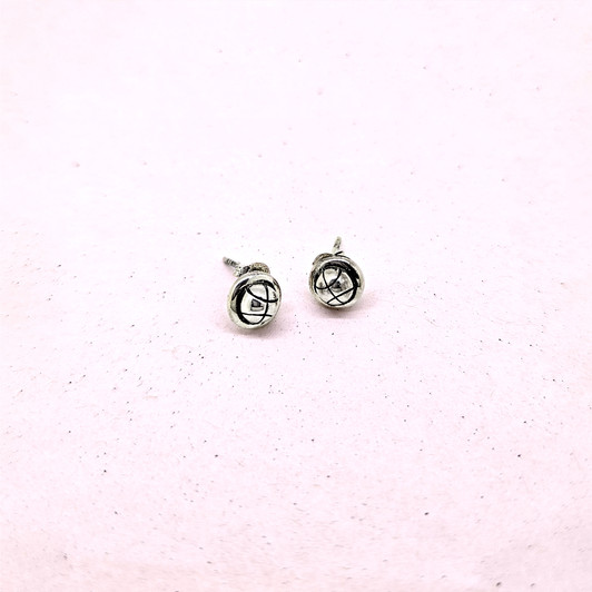 Sterling Silver Tennis Ball Stud Earrings