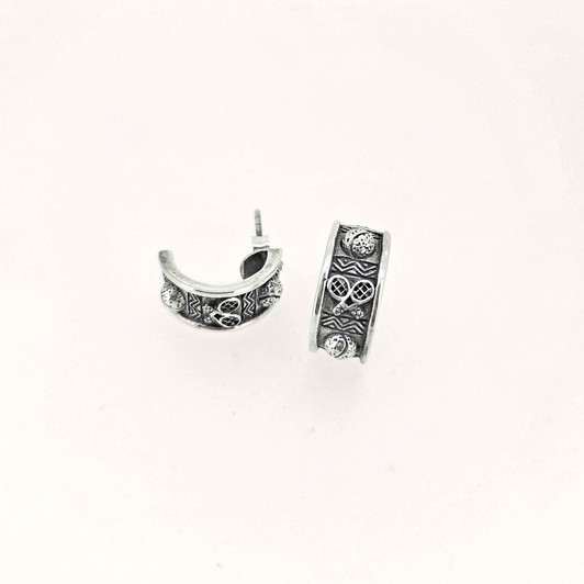 Sterling Silver Tennis Themed Cuff Style Earrings