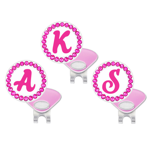 Pink Initial Ball Marker With Swarovski Crystals | Choose Initial Pink Initial Ball Marker With Swarovski Crystals | Choose Initial
