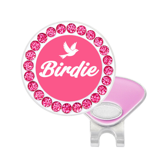 Birdie Ball Marker With Pink Glitter Dots | Hat Clip Included