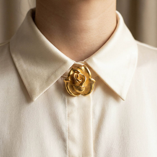 Rose Brooch Pin With Matte & Polished Gold Finish