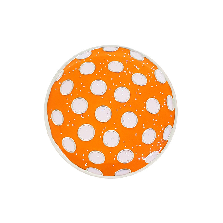 Polka Dot (Orange & White) Glitzy Ball Marker with Hat Clip