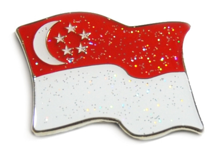 Singapore Flag Glitzy Ball Marker with Hat Clip