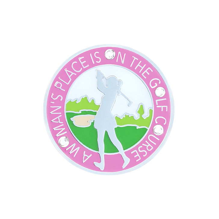 A Woman's Place is On The Golf Course Ball Marker with Swarovski Crystals by Navika