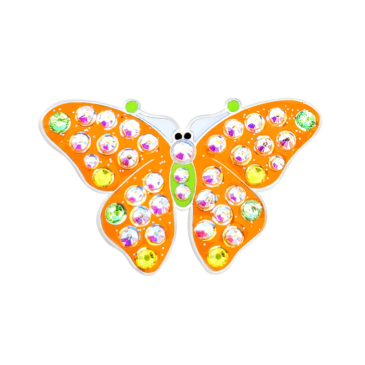 Orange Butterfly Golf Ball Marker with Swarovski Crystals by Navika