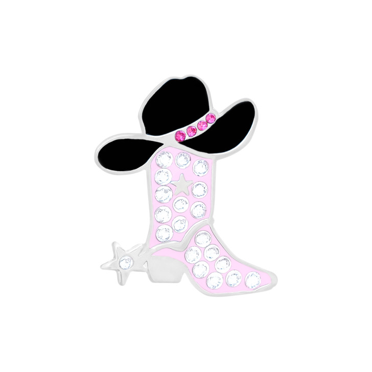 Pink Cowgirl Boot Golf Ball Marker with Swarovski Crystals by Navika