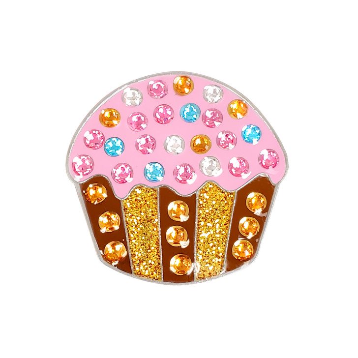 Pink Cupcake Golf Ball Marker with Swarovski Crystals by Navika