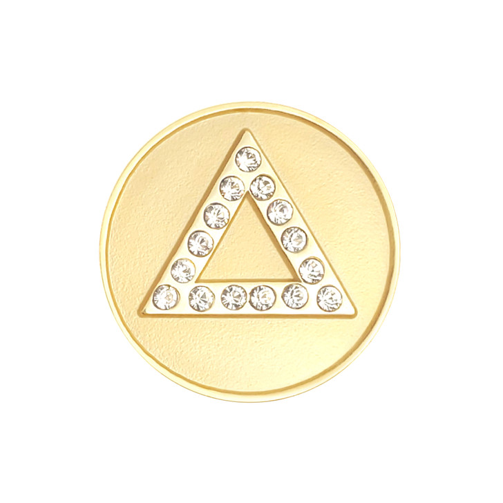 Gold Delta Pyramid Golf Ball Marker with Swarovski Crystals by Navika