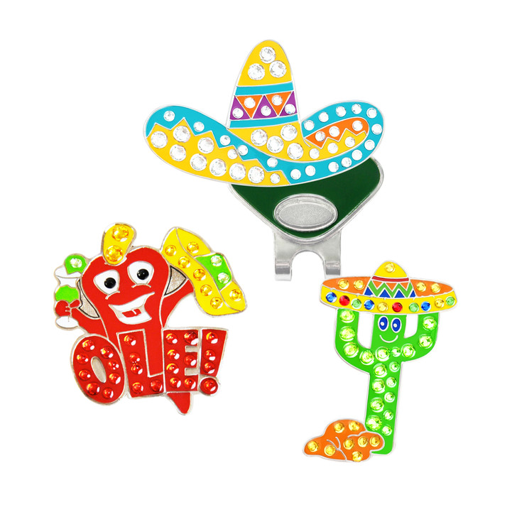 Fiesta Combo Ball Markers adorned with Crystals from Swarovski® -  With Hat Clip