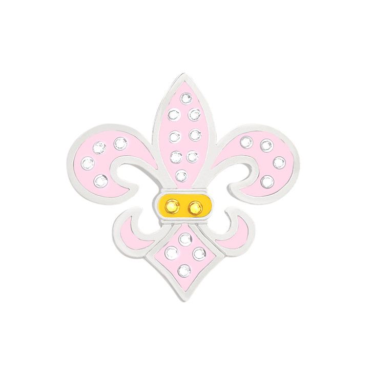 Pink Fleur De Lis Golf Ball Marker with Swarovski Crystals by Navika