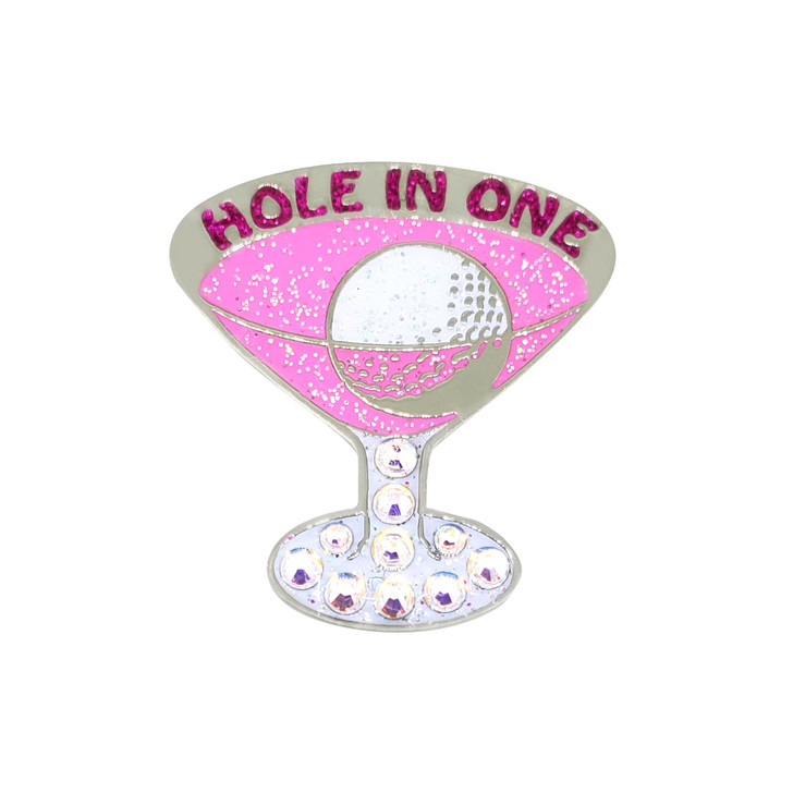 Pink Martini Hole In One Golf Ball Marker with Swarovski Crystals by Navika