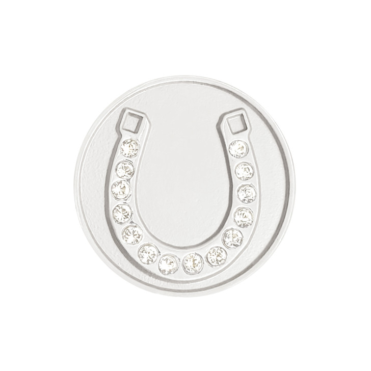 Silver Horseshoe Golf Ball Marker with Swarovski Crystals by Navika