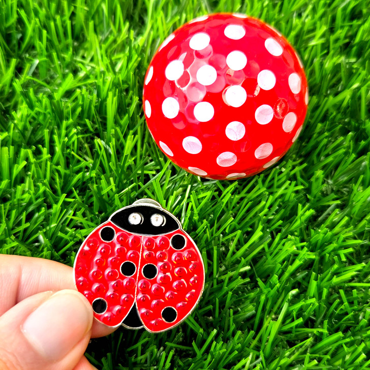 Lady Luck (Ladybug) Ball Marker adorned with Crystals from Swarovski®- with Hat Clip
