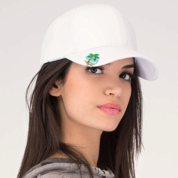 Palm Tree Glitz Ball Marker adorned with Crystals from Swarovski®- with Hat Clip